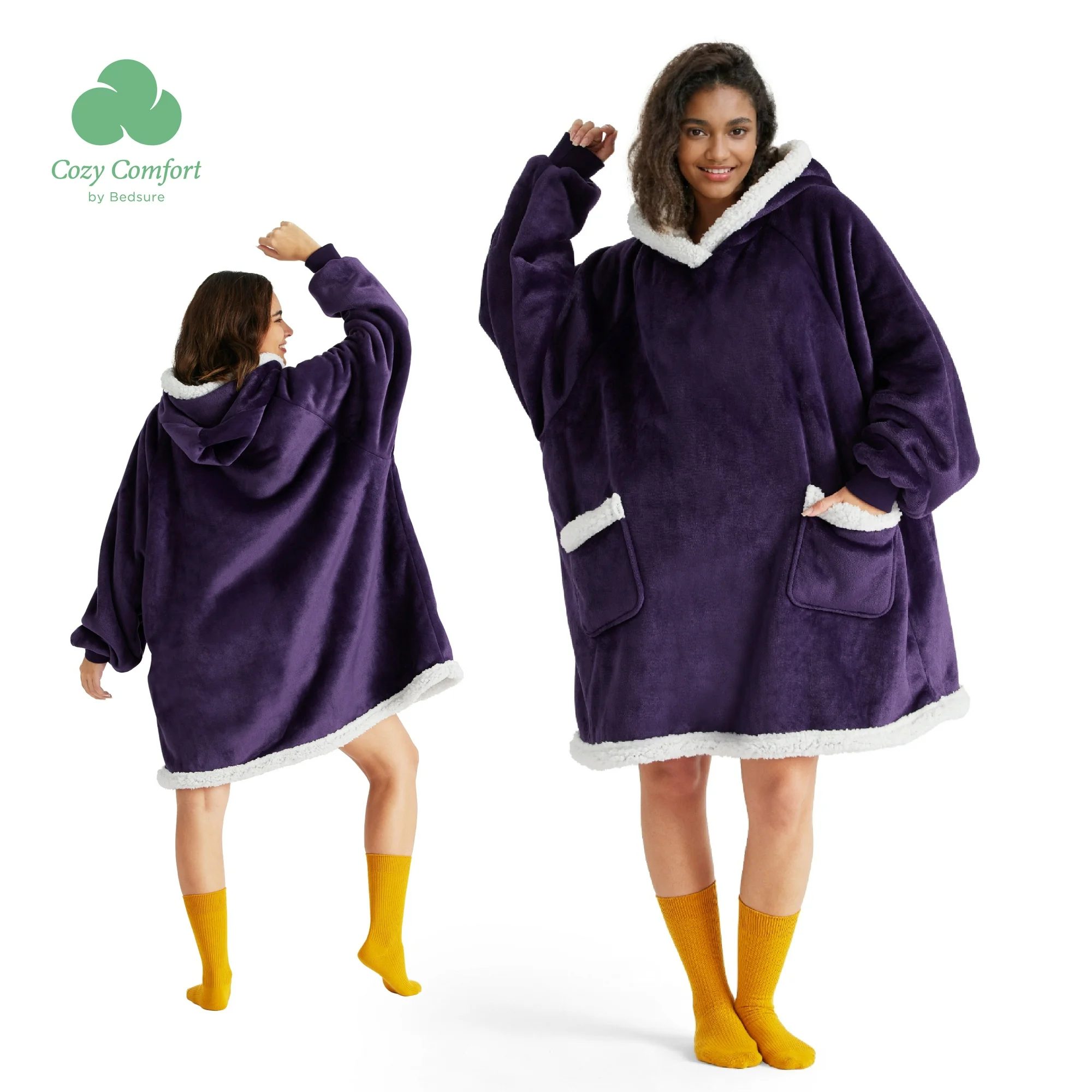 Cozy Comfort Standard Size Giant Pocket Warm & Comfortable Wearable Blanket Hoodie